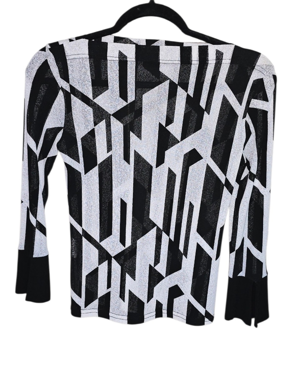 Womens Jane Norman Black & White Geometric Long-Sleeve Top Size 14